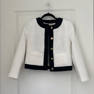 Chic Black and White Jacket with Gold Buttons